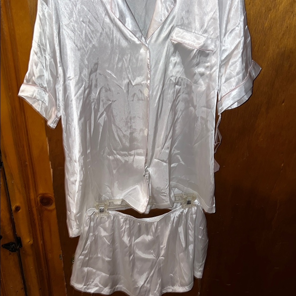 Classic White Satin Pajama Set